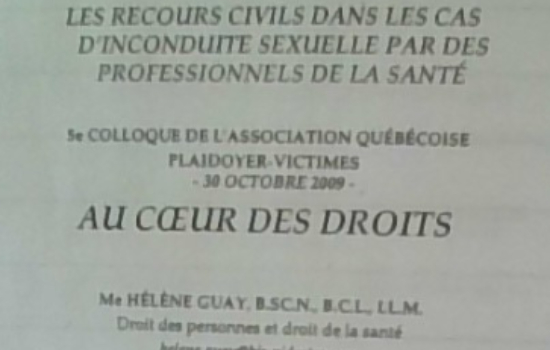 Les recours civils pour inconduite sexuelle par des professionnels de la santé