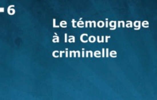 Livret 6 – Le témoignage à la Cour criminelle