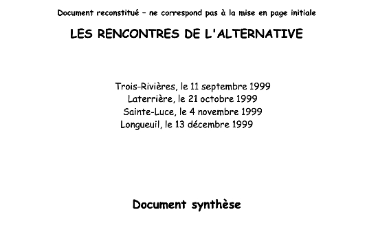 Les rencontres de l'alternative