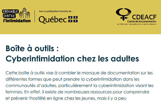 BOÎTE À OUTILS Cyberintimidation chez les adultes