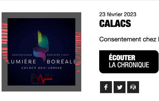 CHRONIQUE AVEC LUMIERE BOREALE (CALACS) 2023-02-16