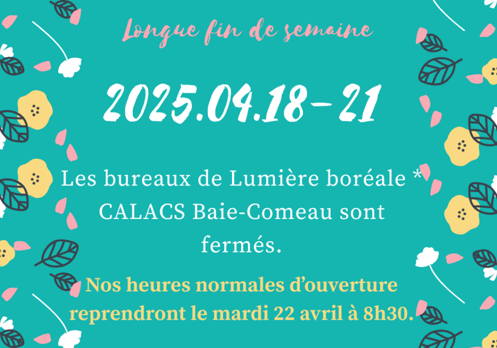 Longue fin de semaine en avril