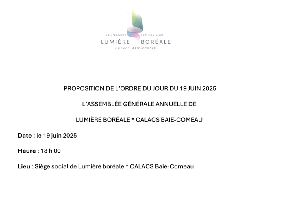 Proposition de l’ordre du jour 2025