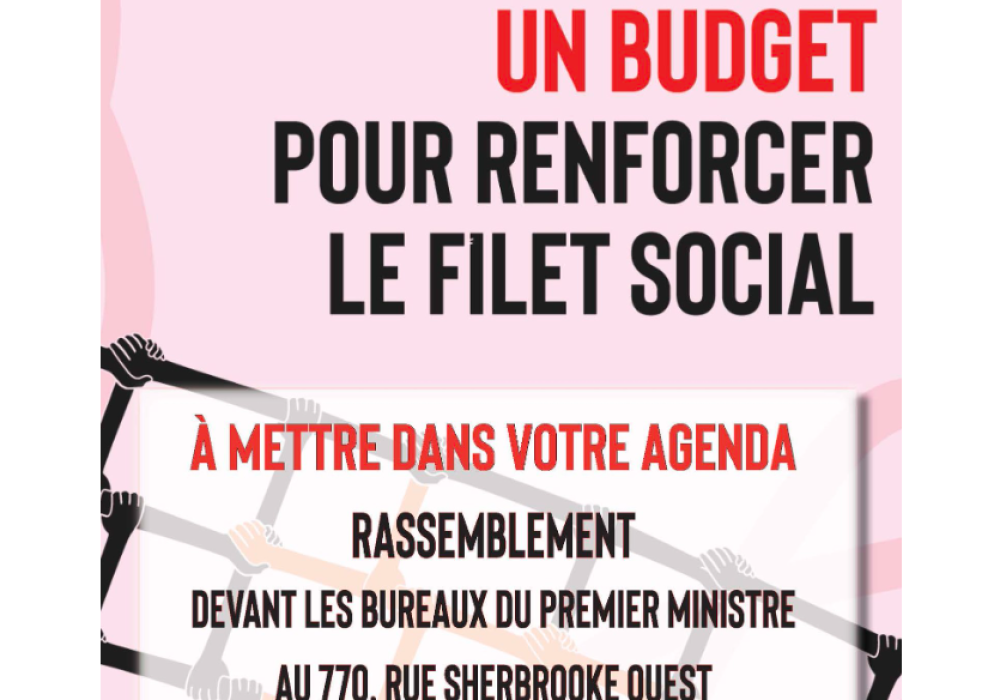 Rassemblement devant les bureaux montréalais de François Legault le 25 mars 2025