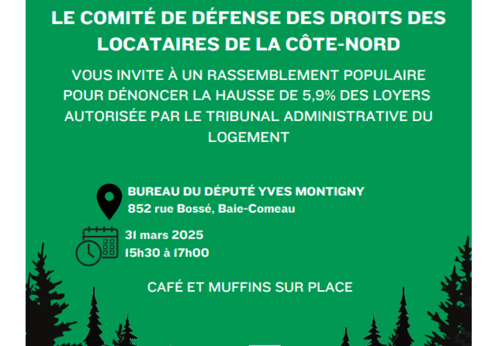 RASSEMBLEMENT POPULAIRE POUR DÉNONCER LA HAUSSE DE 5,9% DES LOYERS