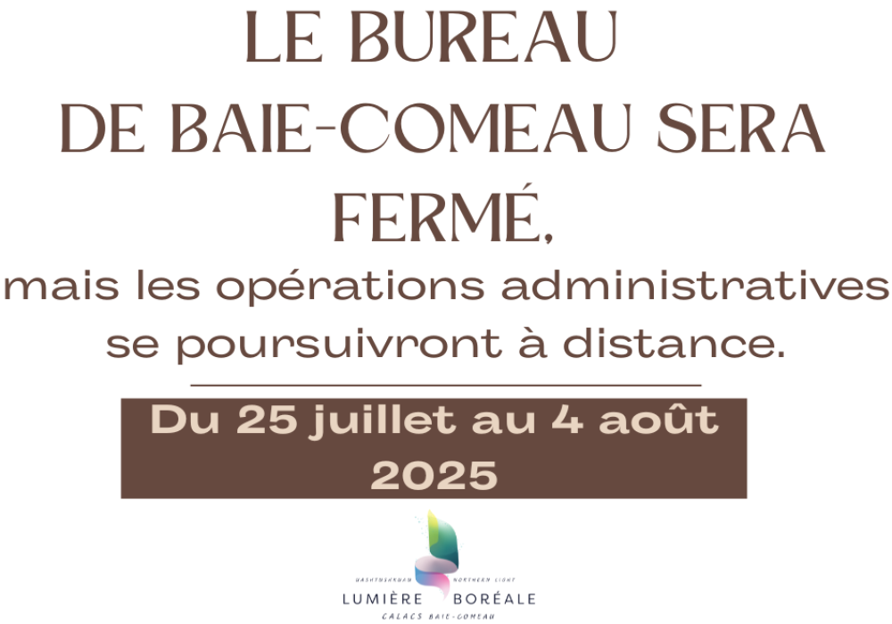 Fermeture exceptionnelle du 25 juillet au 4 août 2025
