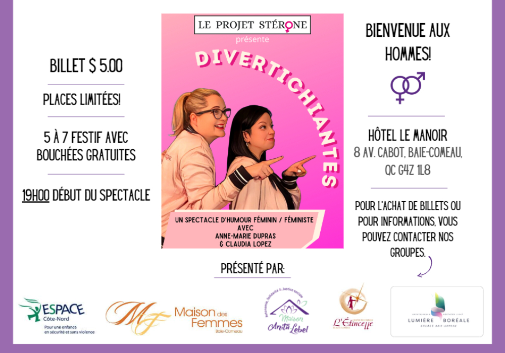 Spectacle d’humour Divertichiantes la journée internationale des droits des femmes