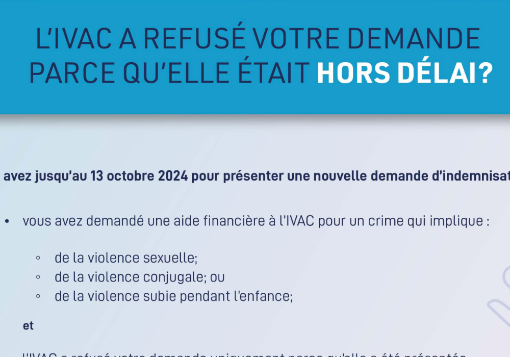 R&eacute;activation d&rsquo;une demande d&eacute;j&agrave; refus&eacute;e pour motif de hors d&eacute;lai IVAC