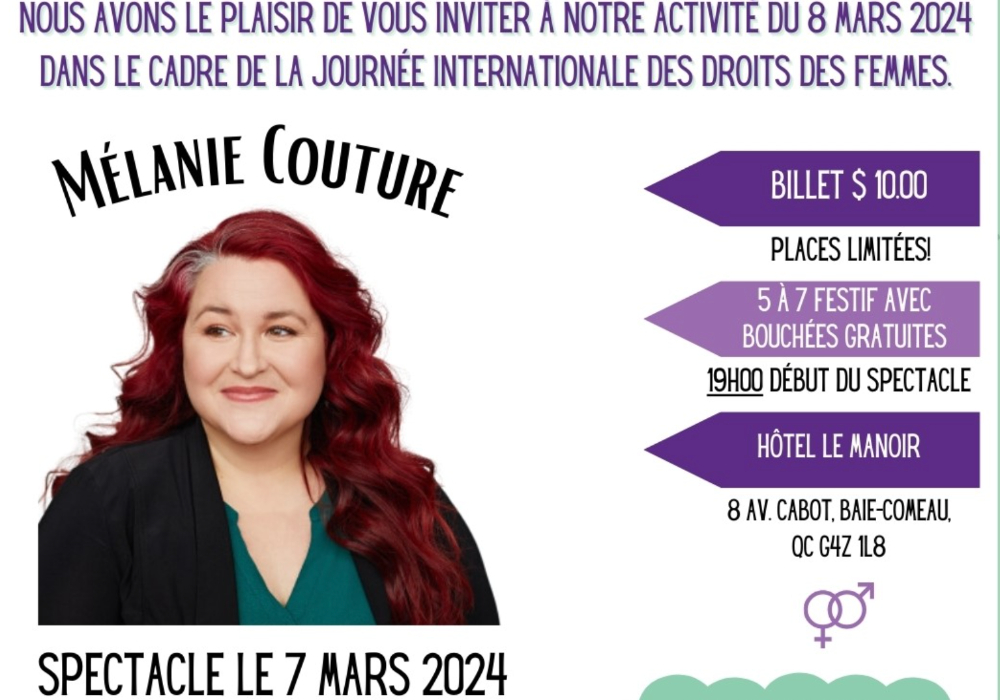 Spectacle M&eacute;lanie Couture dans le cadre de la journ&eacute;e internationale des droits des femmes